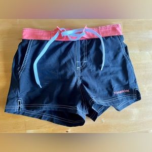 Board shorts - black with peach waist trim